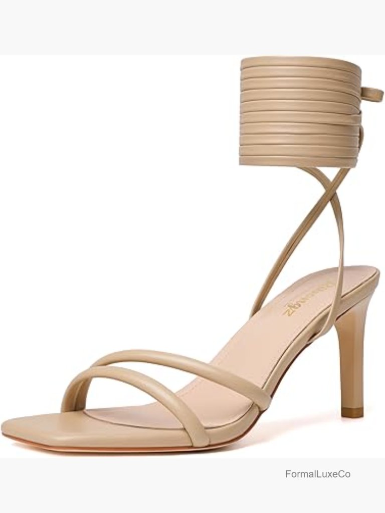 Kitten Heeled Sandals With Ankle Strap Open Toe Strappy Heels For Women